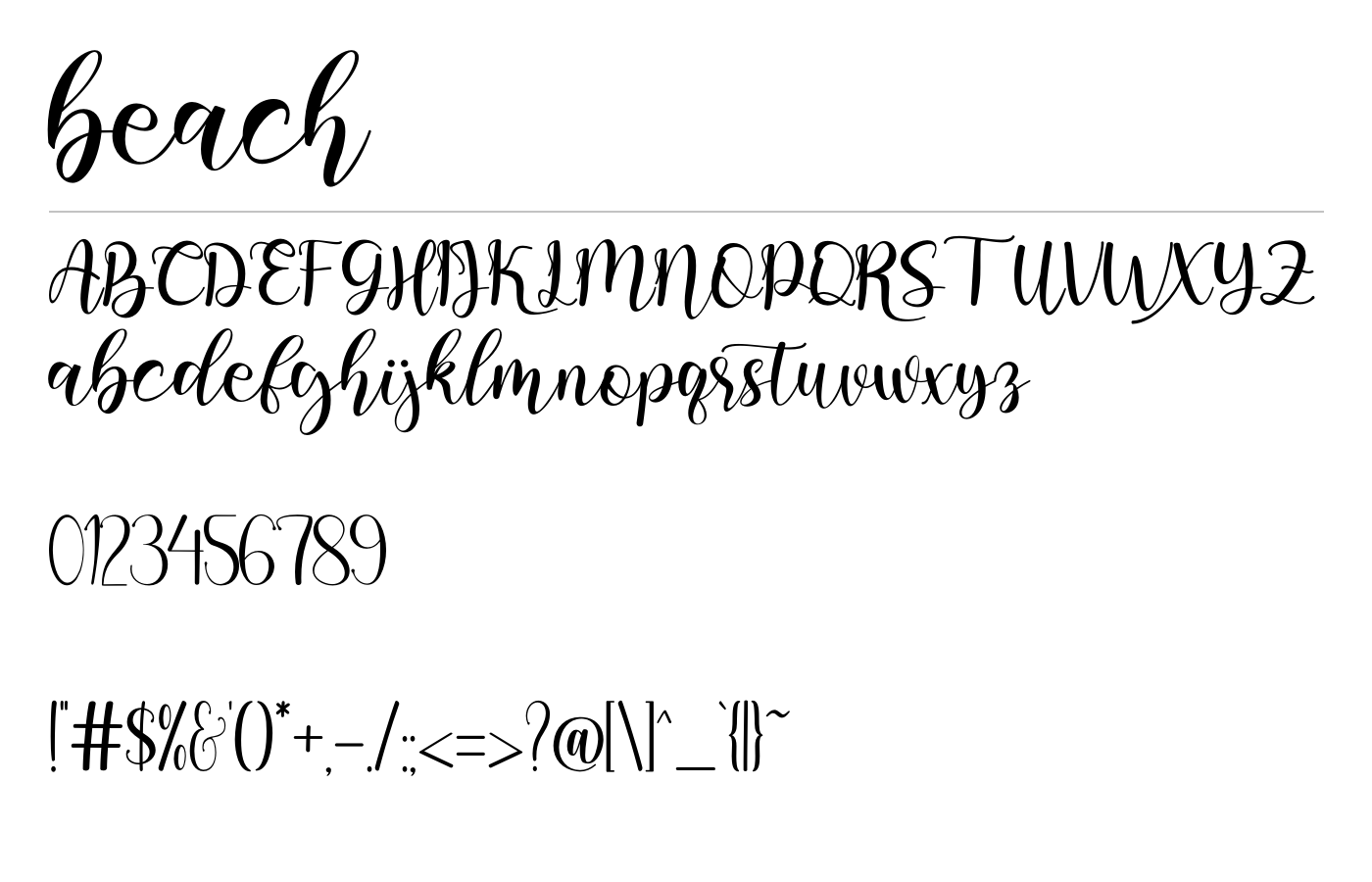 beach Font preview