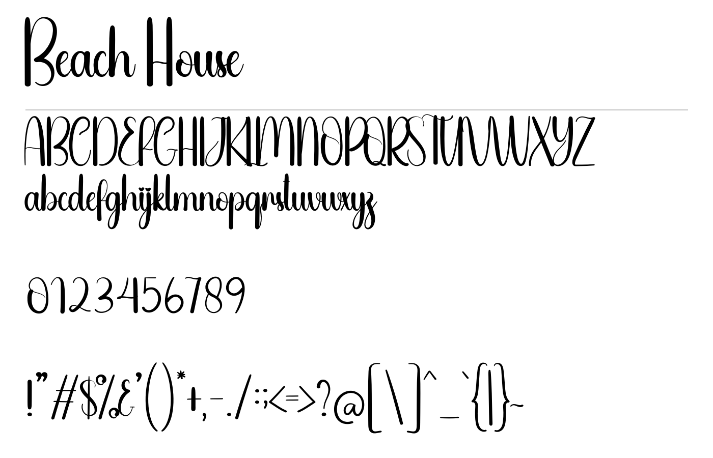 Beach House Font preview