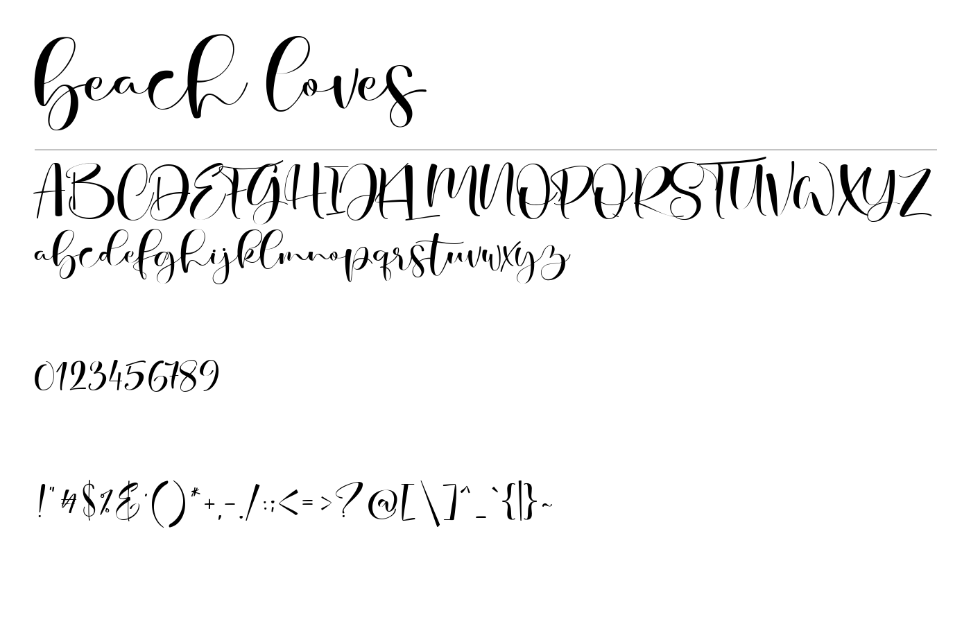 beach loves Font preview