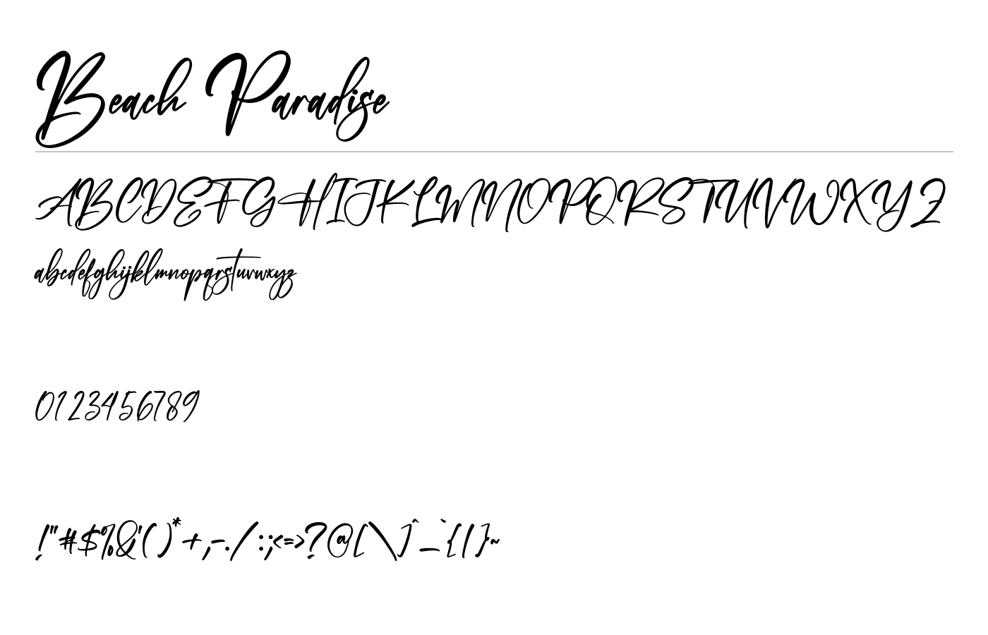 Beach Paradise Font preview