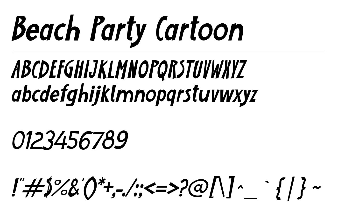 Beach Party Cartoon Font preview