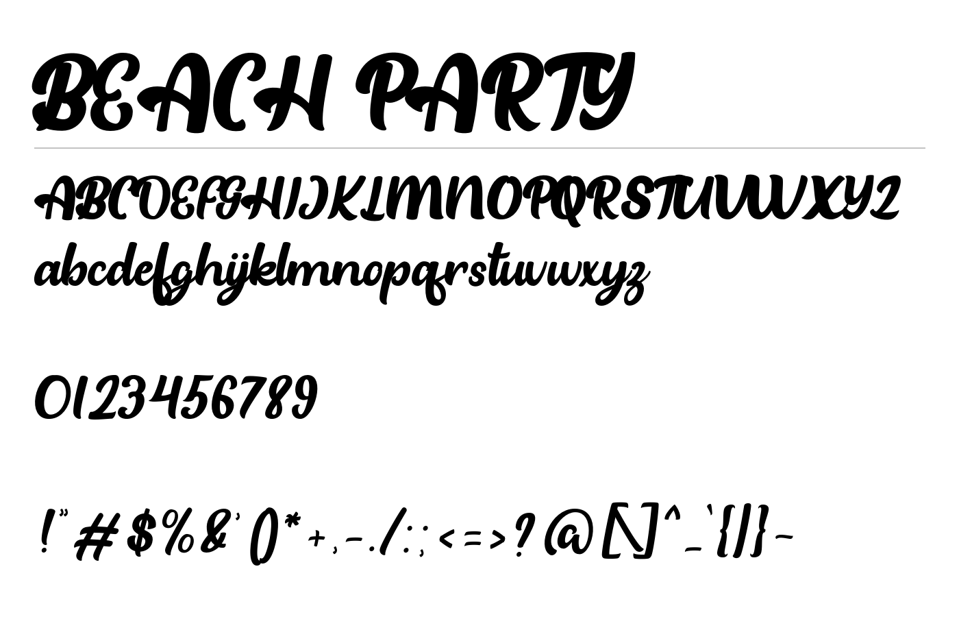 BEACH PARTY Font preview