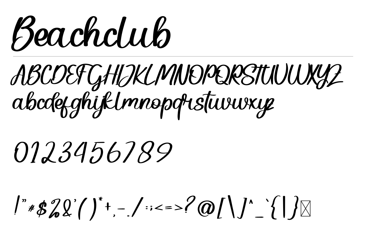 Beachclub Font preview