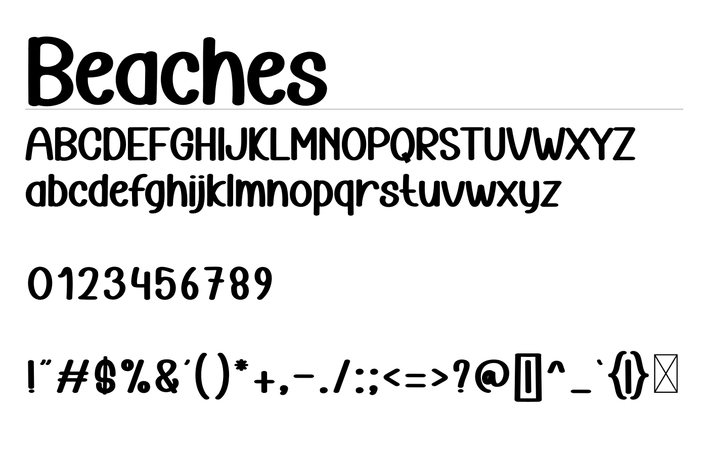 Beaches Font preview