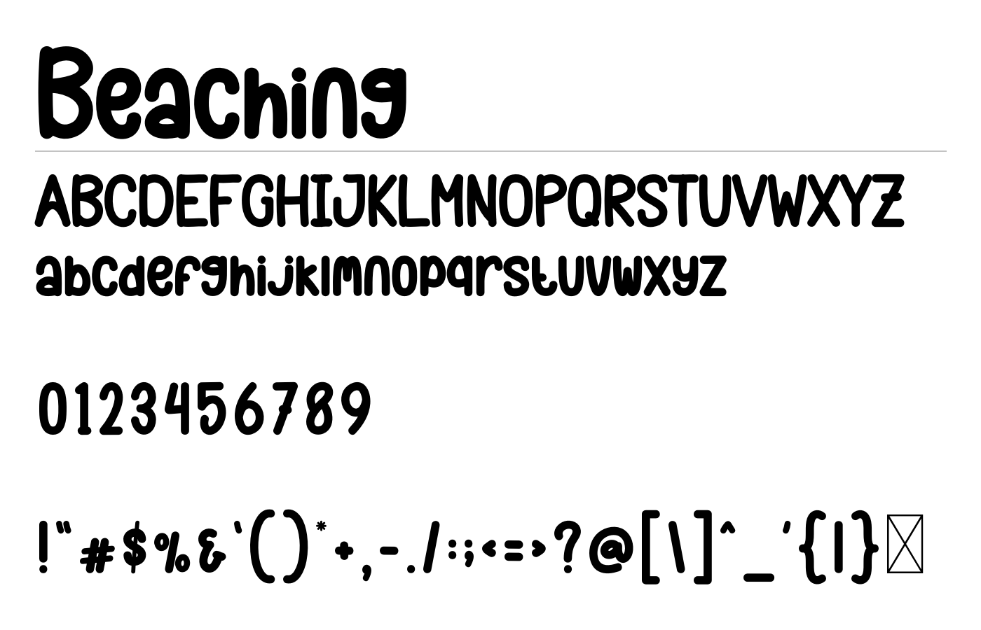 Beaching Font preview
