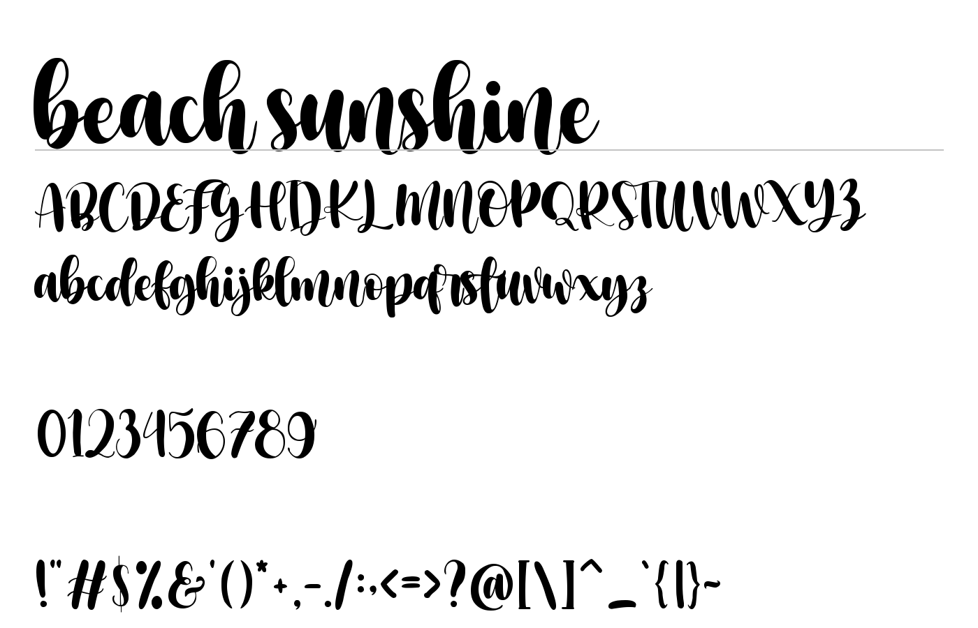 beach sunshine Font preview