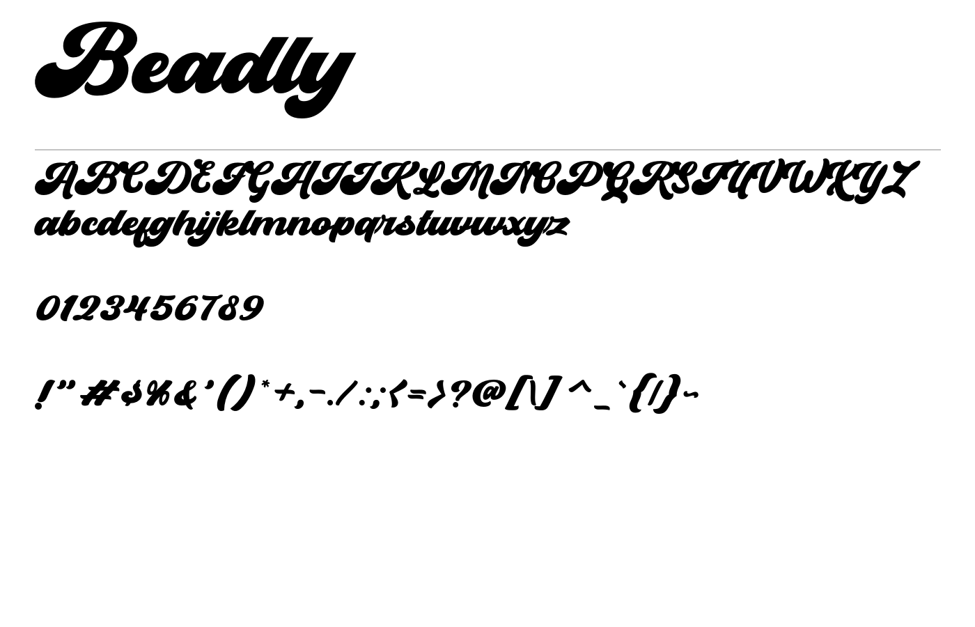 Beadly Font preview