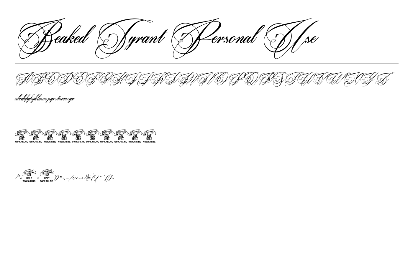 Beaked Tyrant Personal Use Font preview