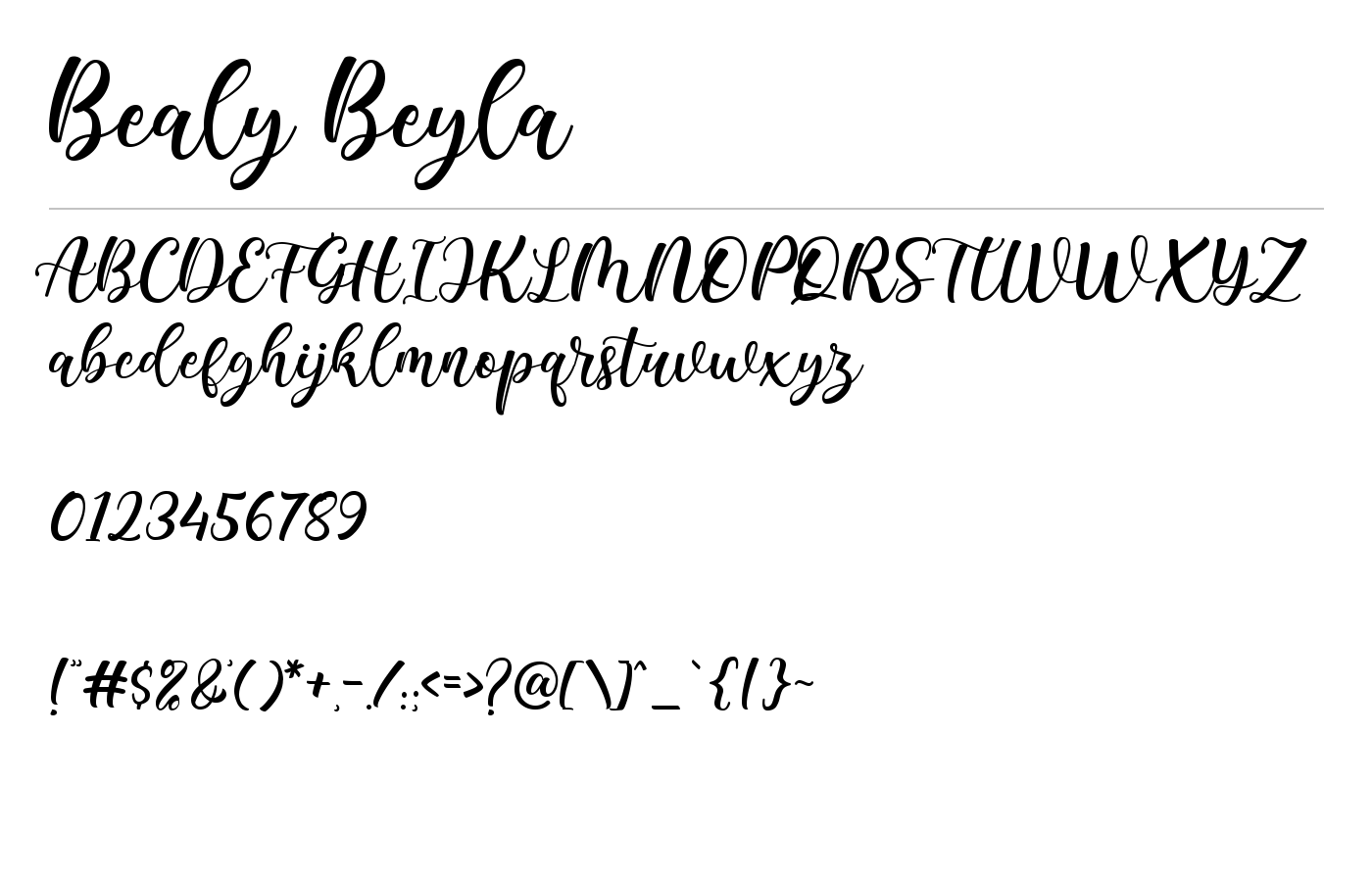 Bealy Beyla Font preview