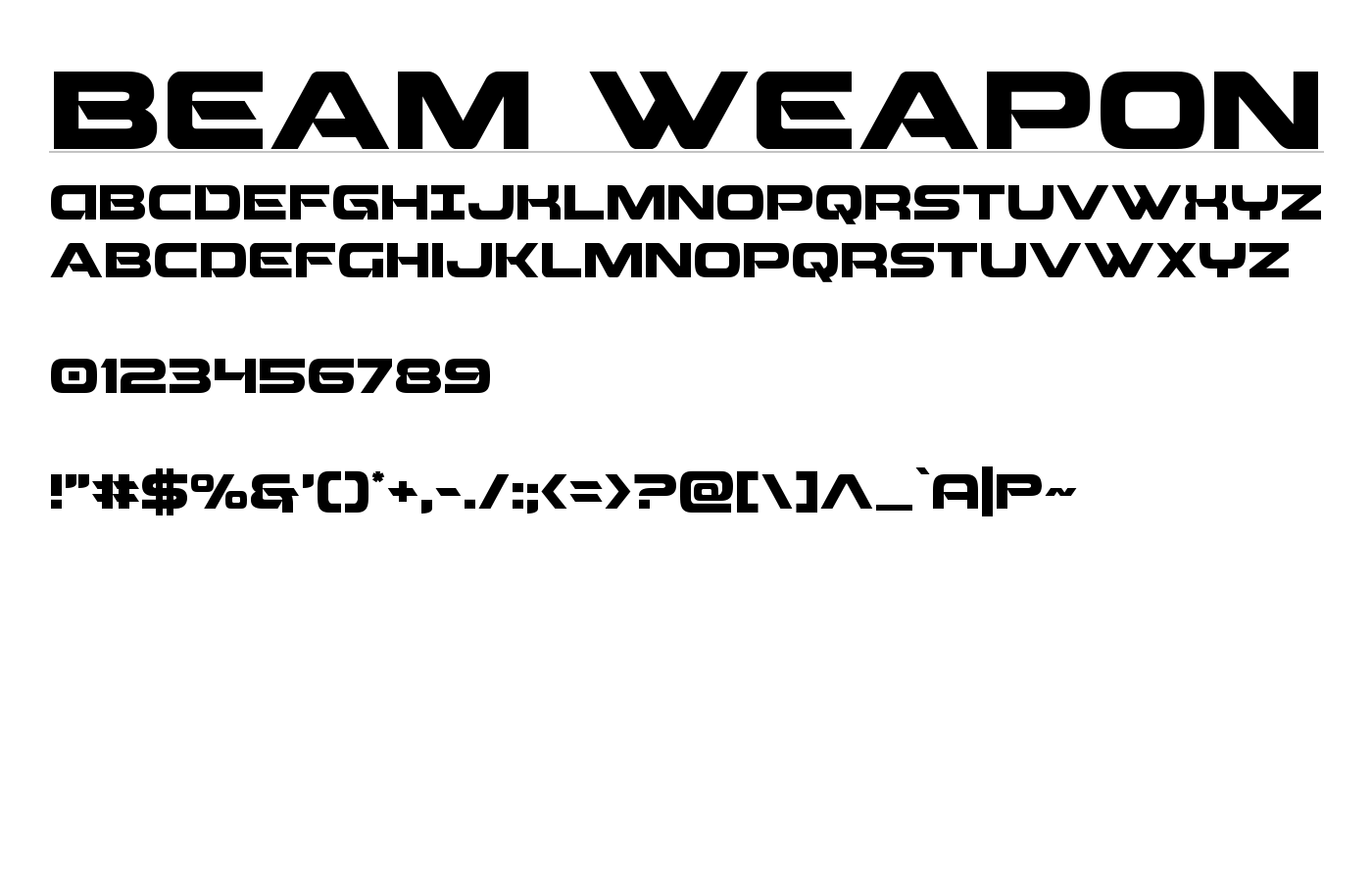 Beam Weapon Font preview