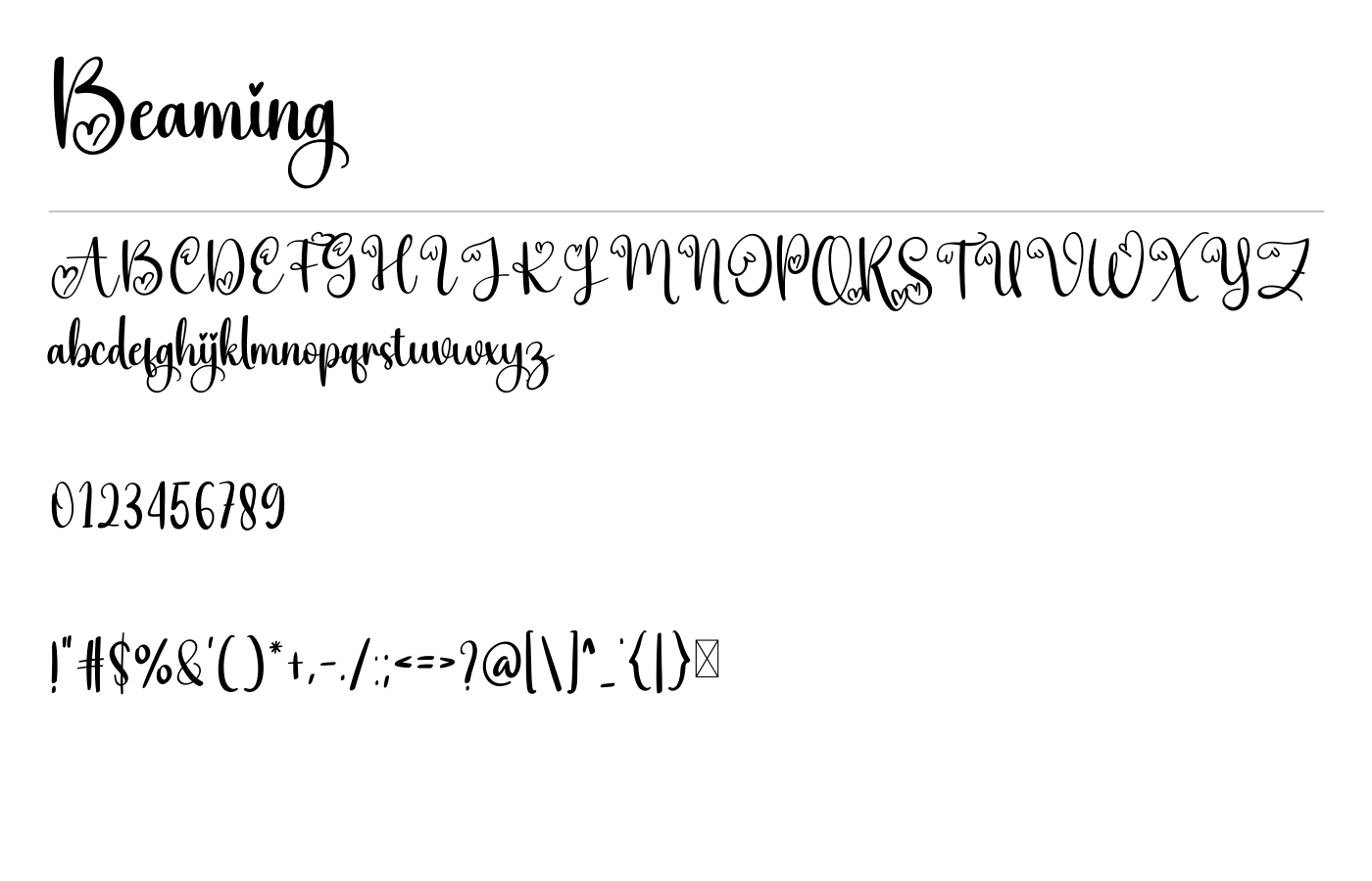 Beaming Font preview
