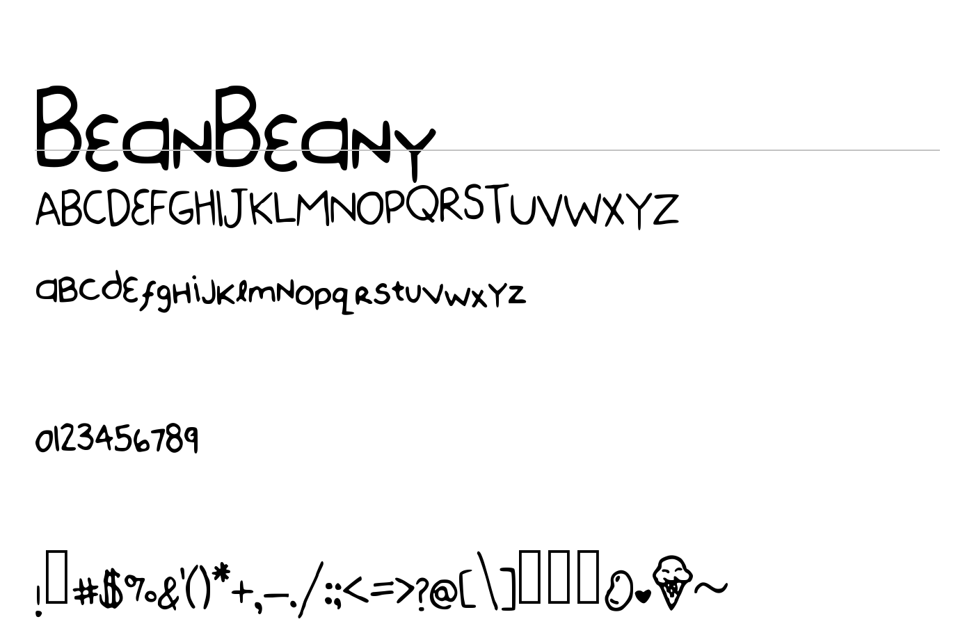 BeanBeany Font preview