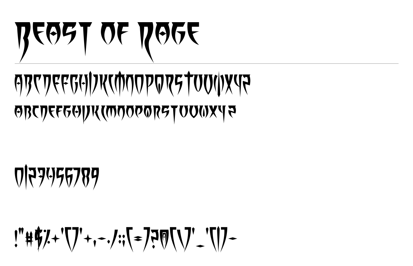 Beast of Rage Font preview