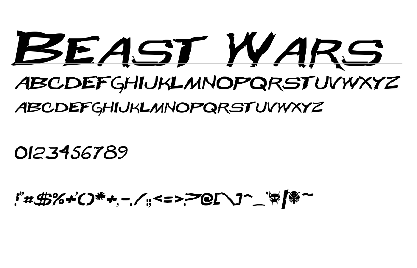 Beast Wars Font preview
