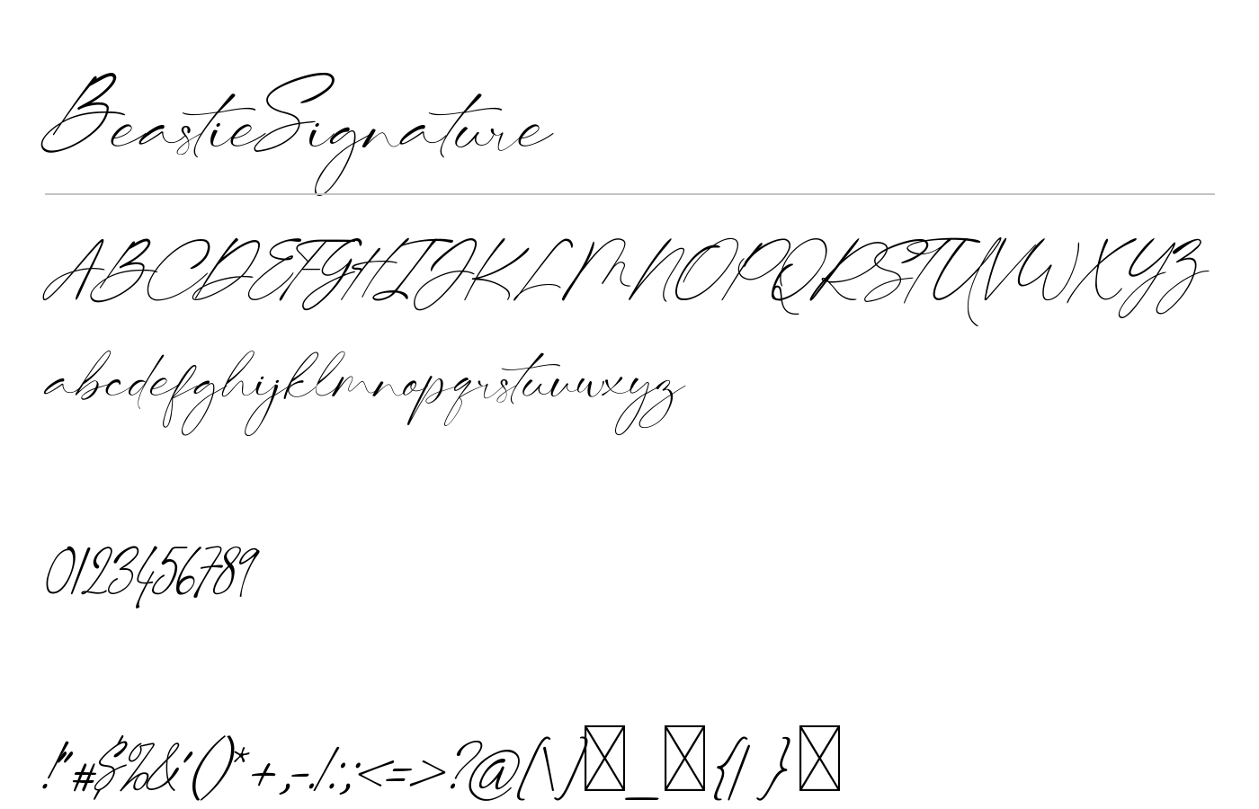 BeastieSignature Font preview