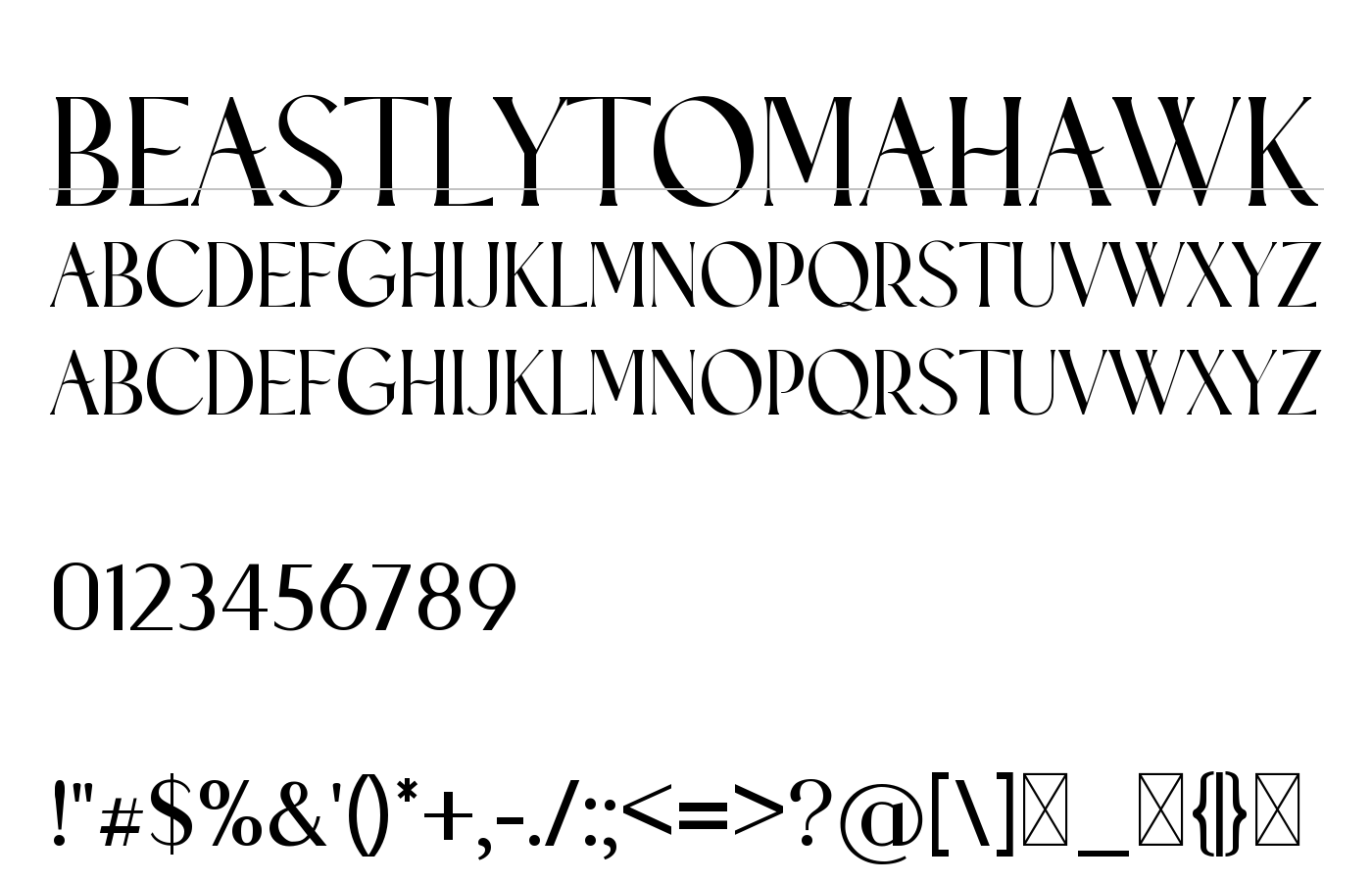 BeastlyTomahawk Font preview
