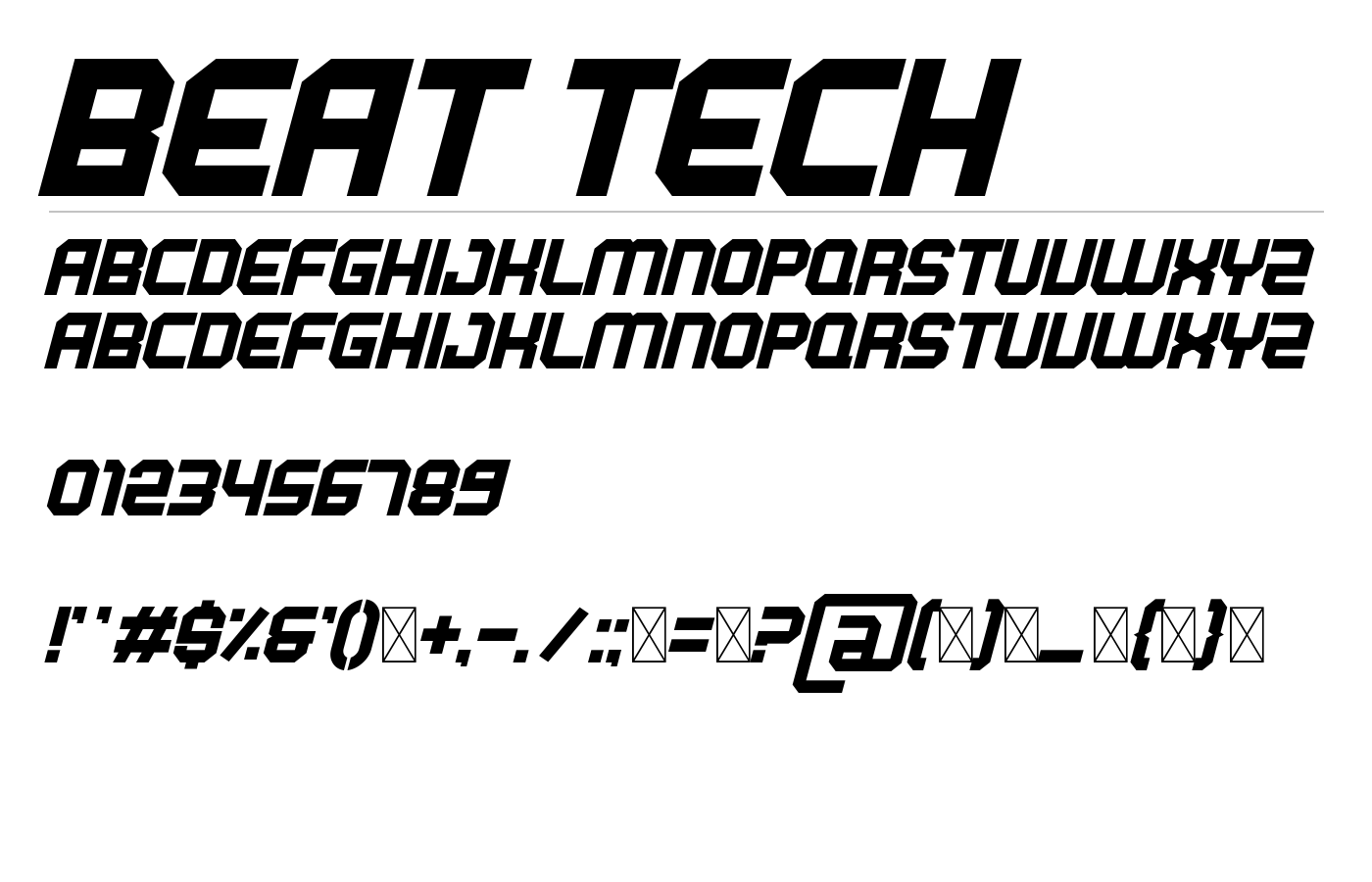 BEAT TECH Font preview