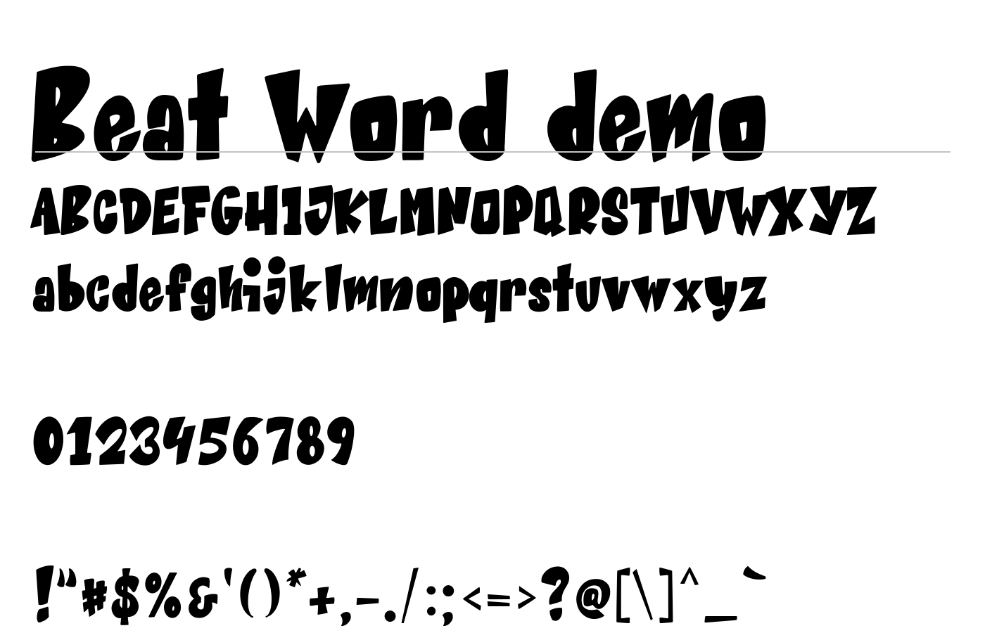 Beat Word demo Font preview