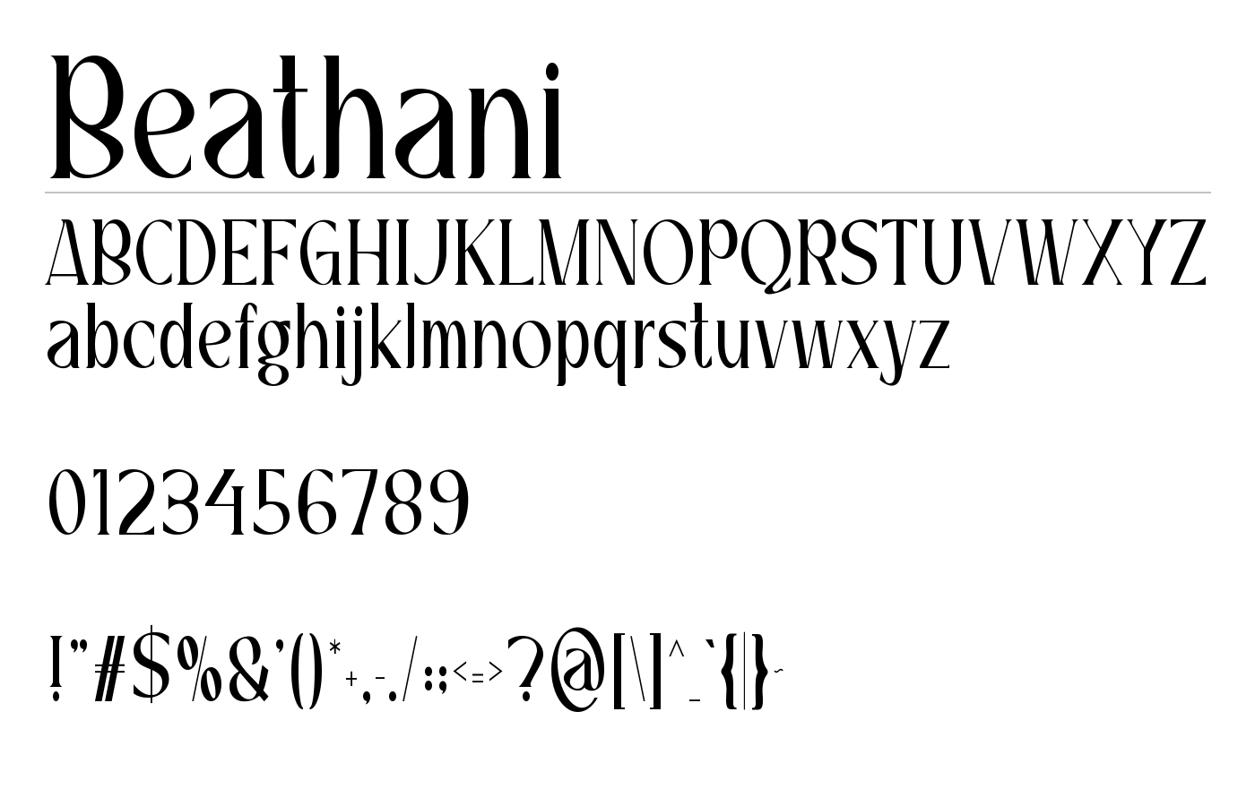 Beathani Font preview