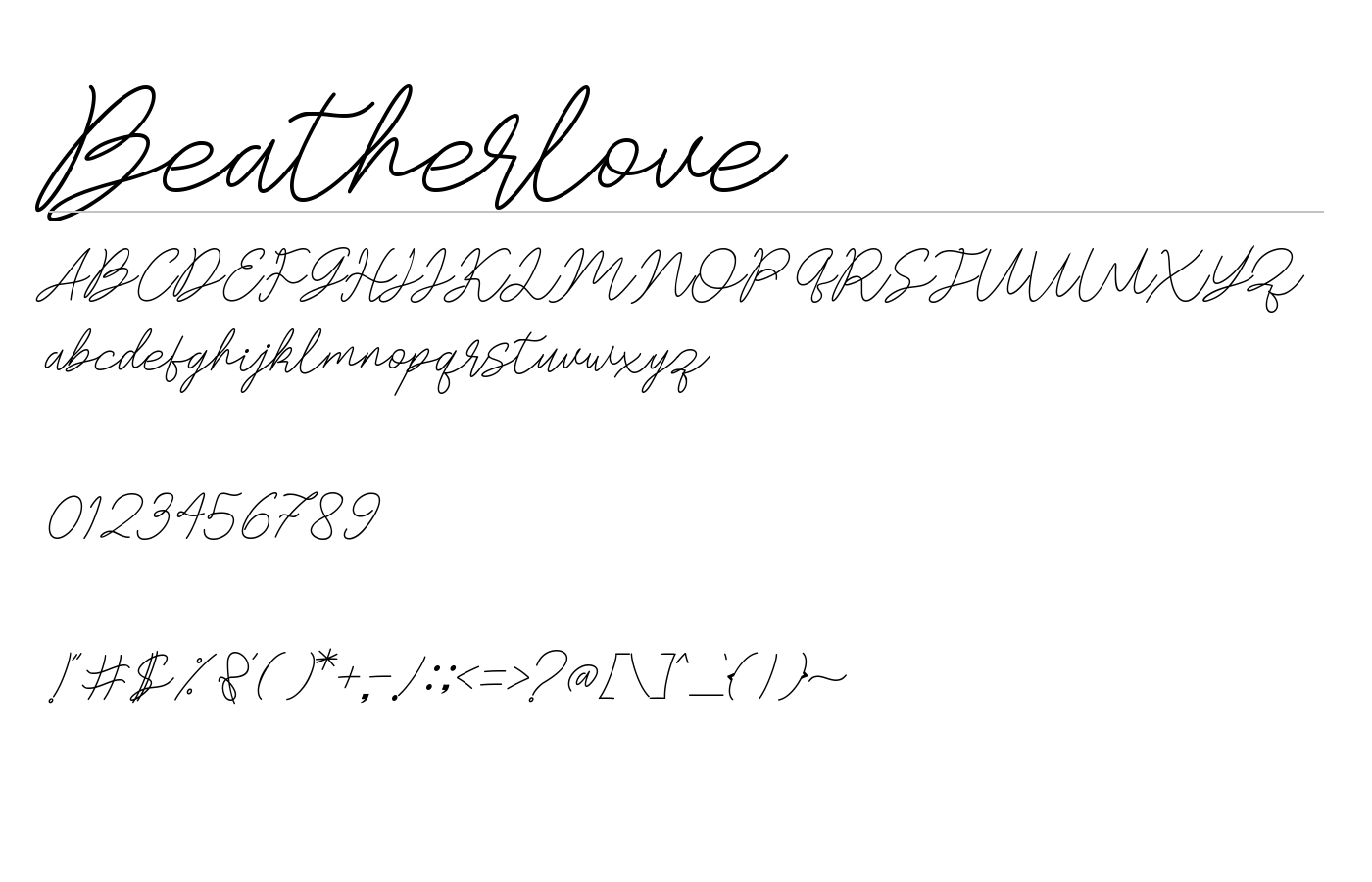 Beatherlove Font preview