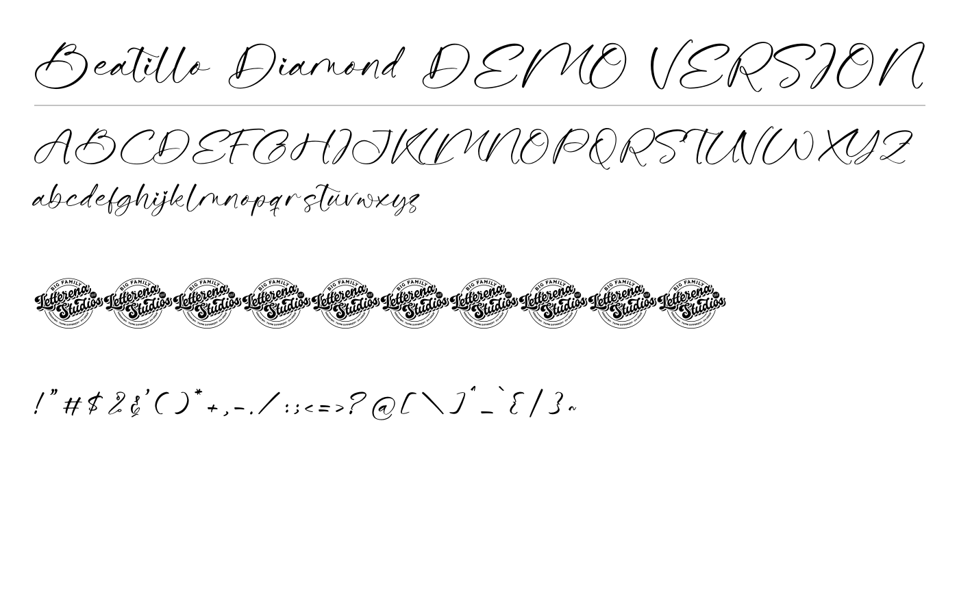 Beatillo Diamond DEMO VERSION Font preview