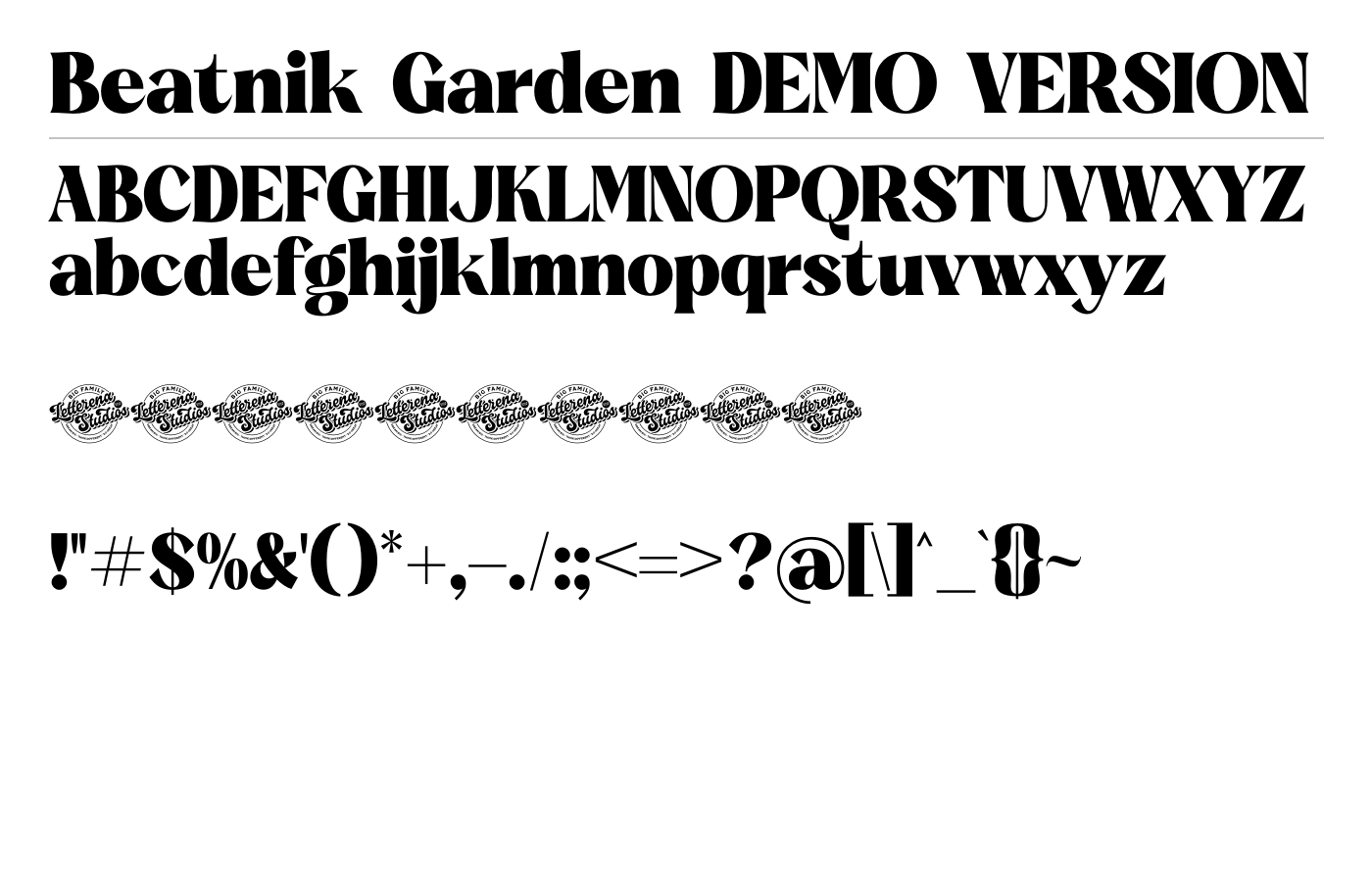 Beatnik Garden DEMO VERSION Font preview