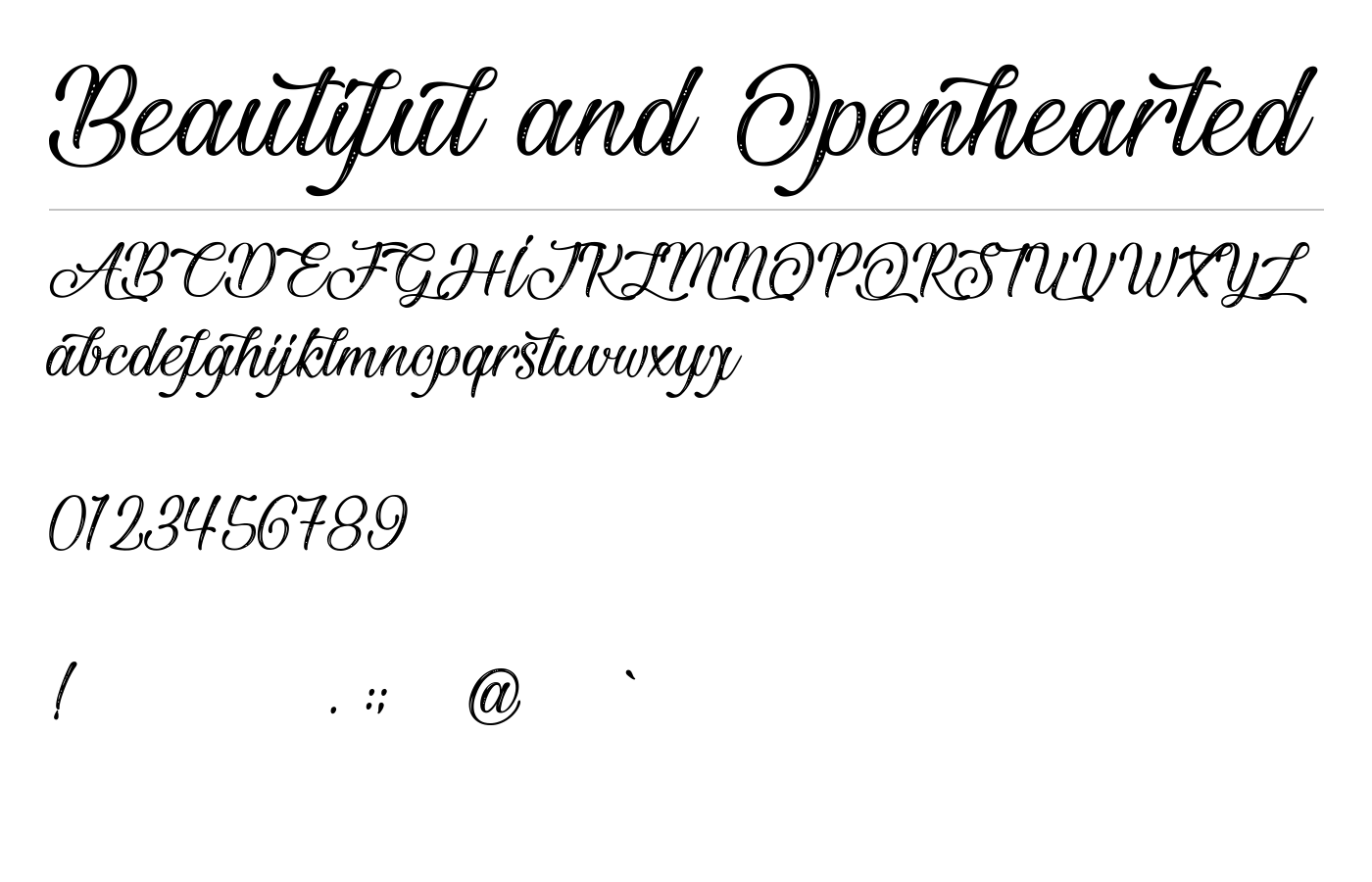 Beautiful and Openhearted Font preview