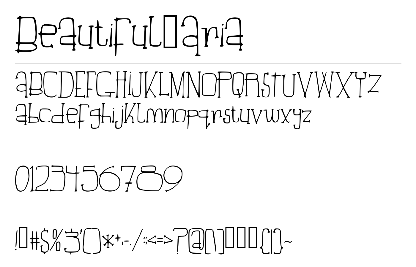 Beautiful_Aria Font preview