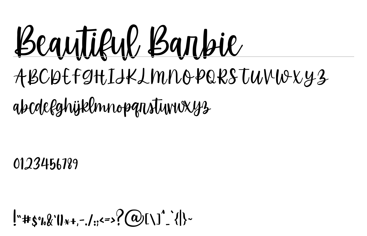 Beautiful Barbie Font preview