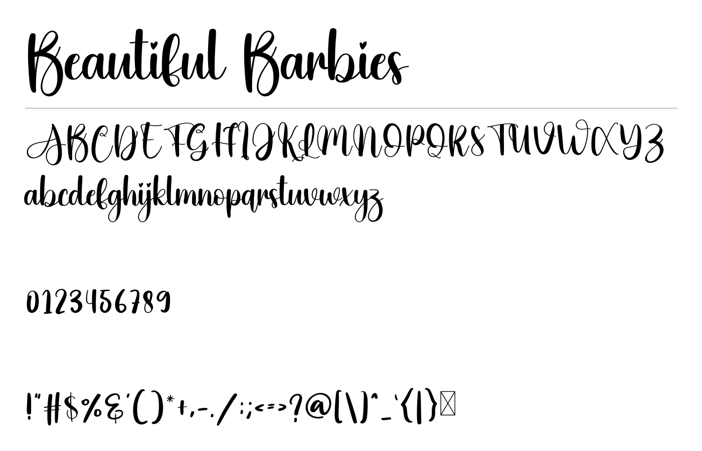 Beautiful Barbies Font preview