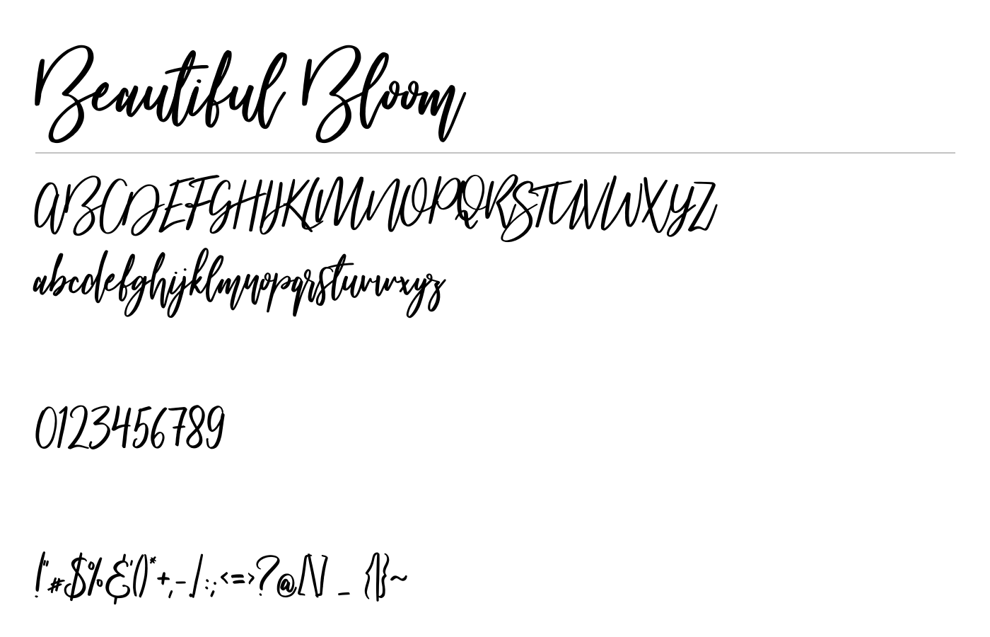 Beautiful Bloom Font preview