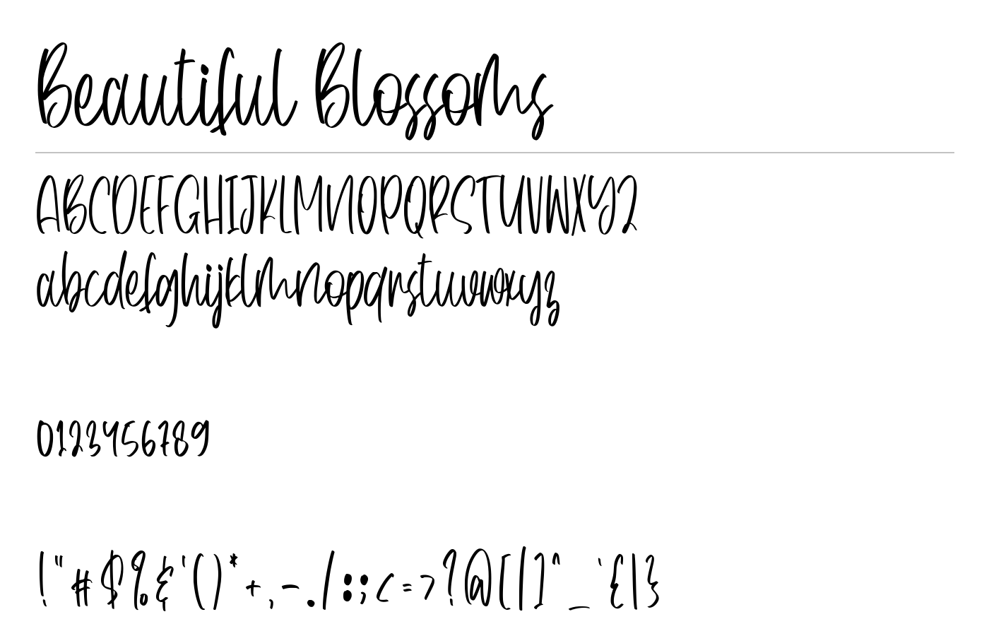 Beautiful Blossoms Font preview