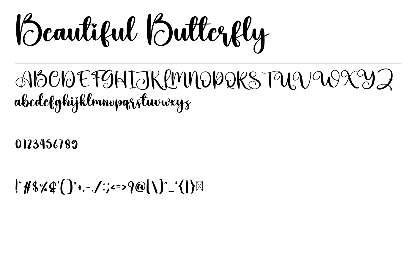 Beautiful Butterfly Font preview