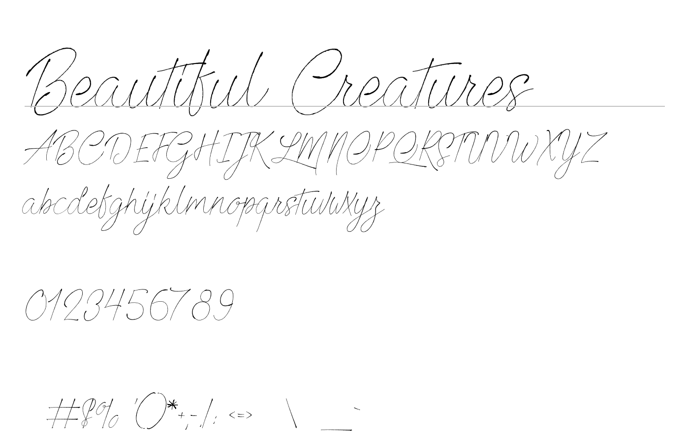 Beautiful Creatures Font preview