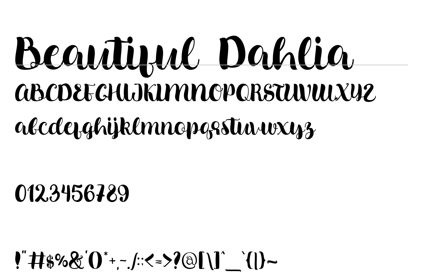 Beautiful Dahlia Font preview
