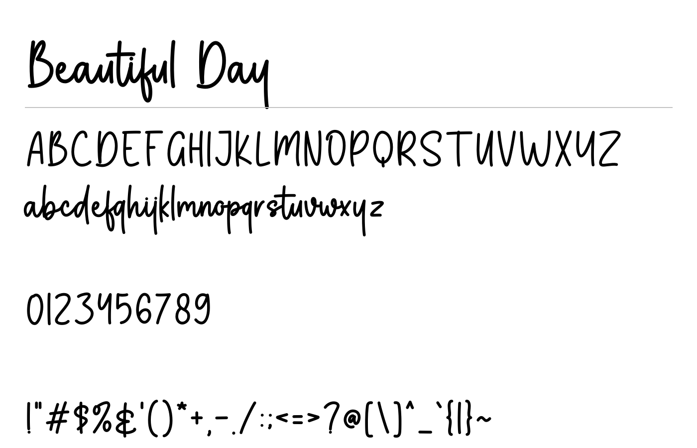 Beautiful Day Font preview