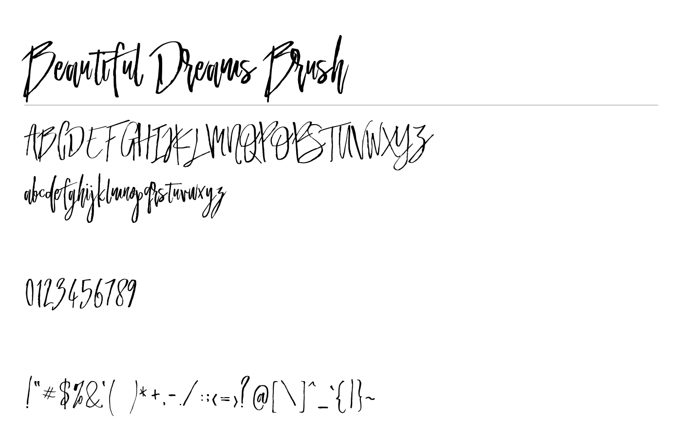 Beautiful Dreams Brush Font preview