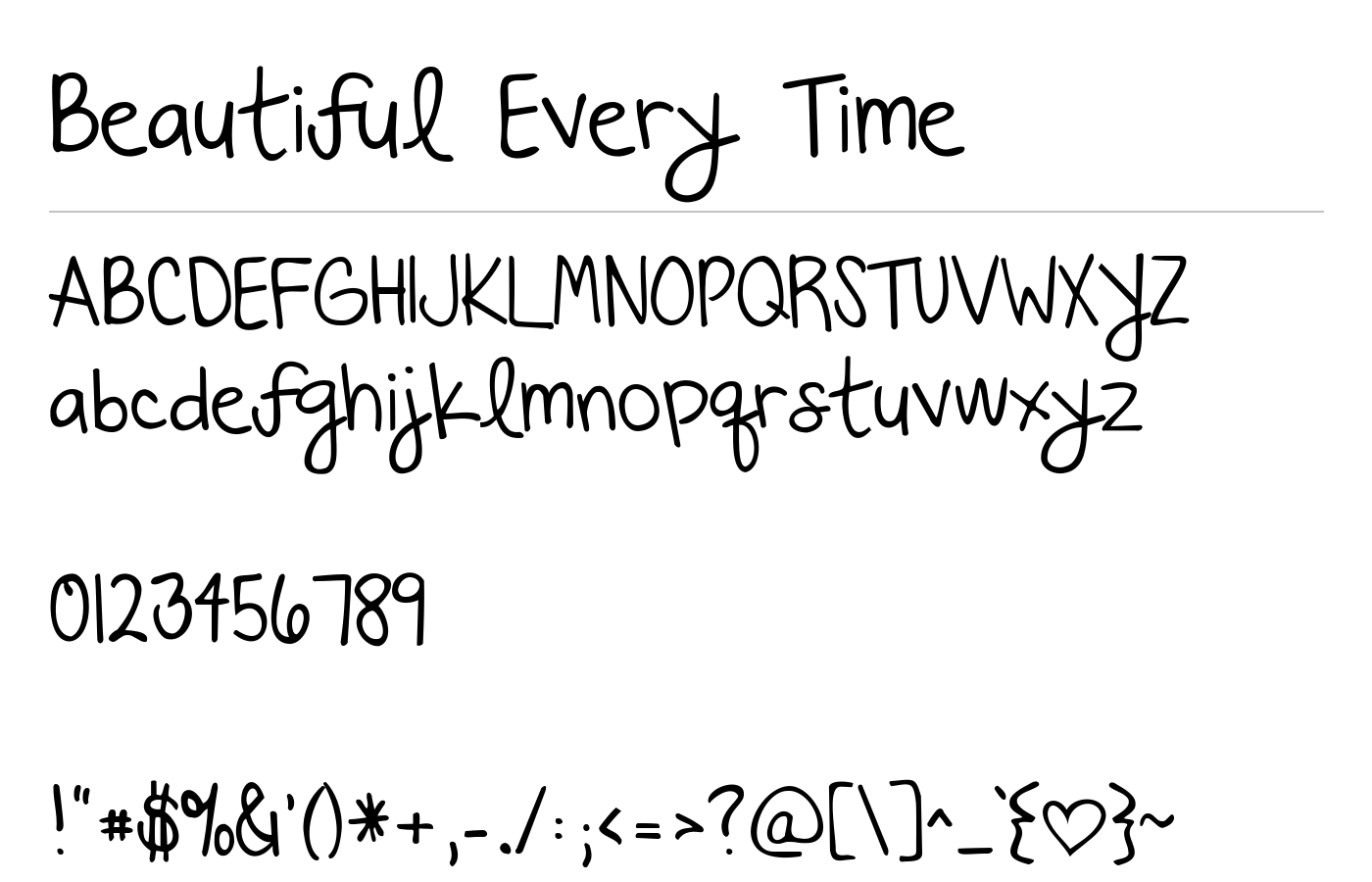 Beautiful Every Time Font preview