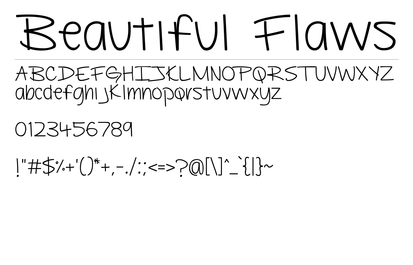 Beautiful Flaws Font preview