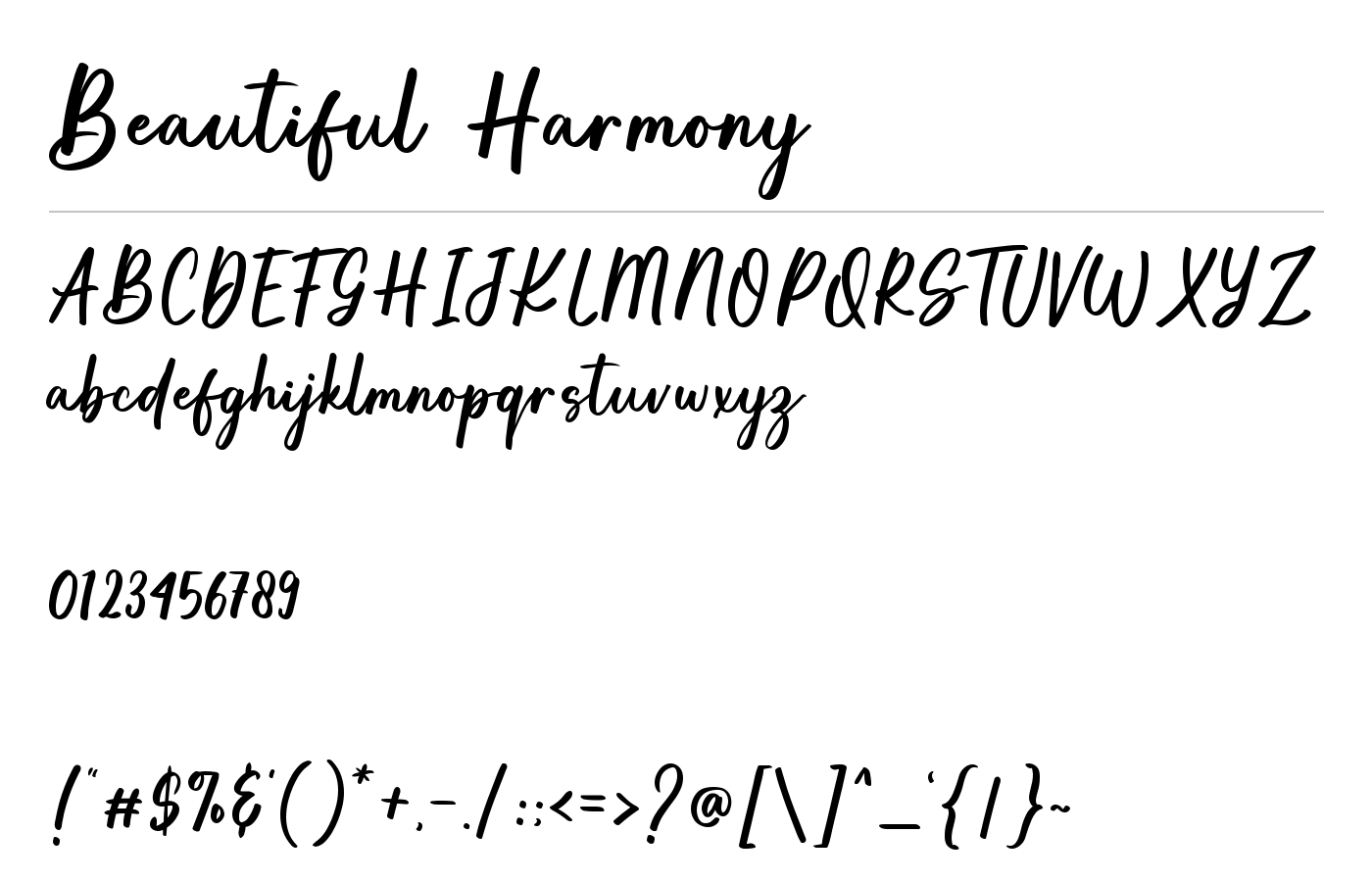 Beautiful Harmony Font preview