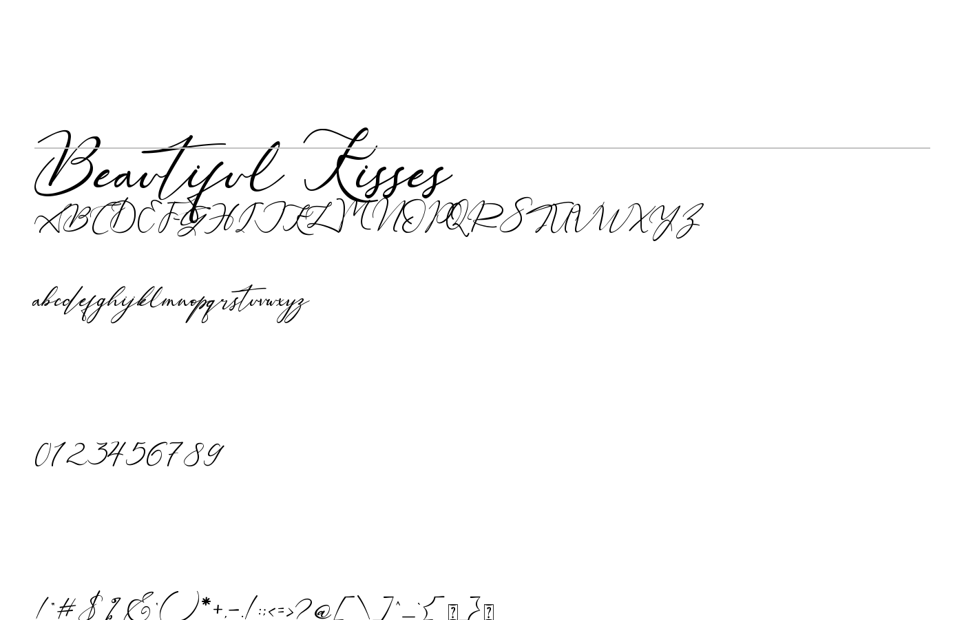 Beautiful Kisses Font preview
