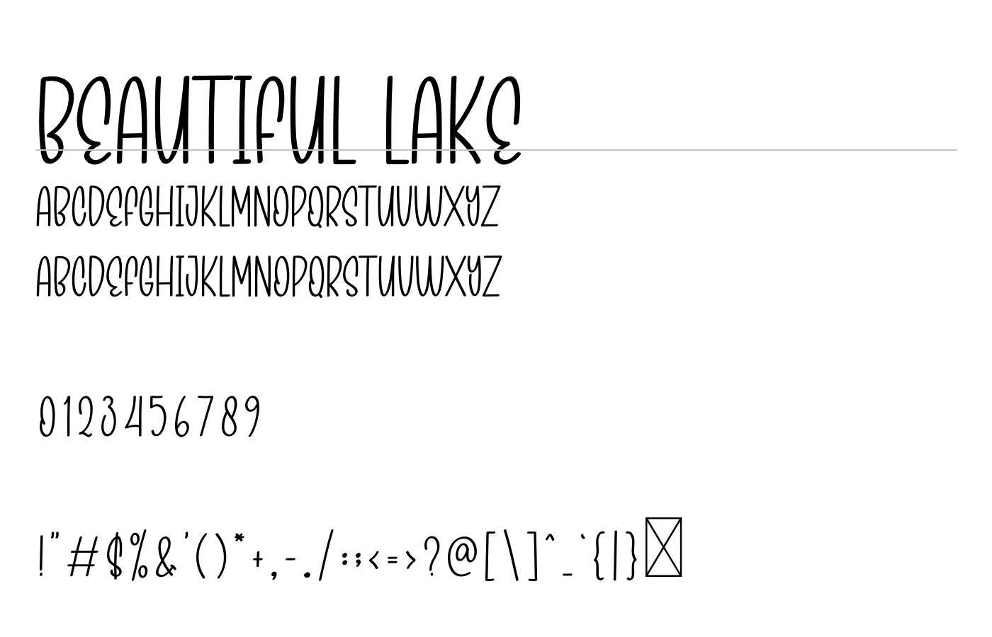 Beautiful Lake Font preview