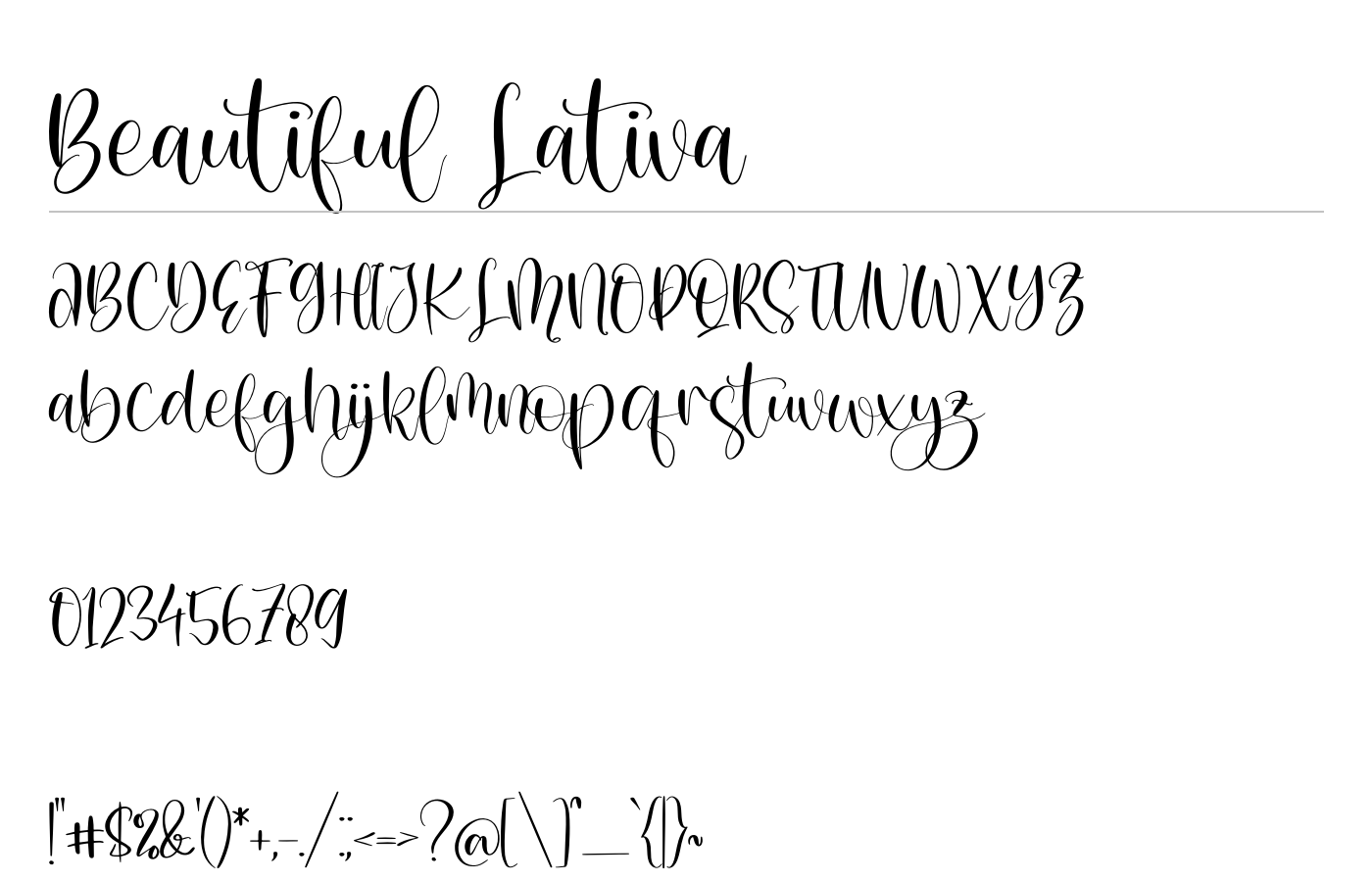 Beautiful Lativa Font preview