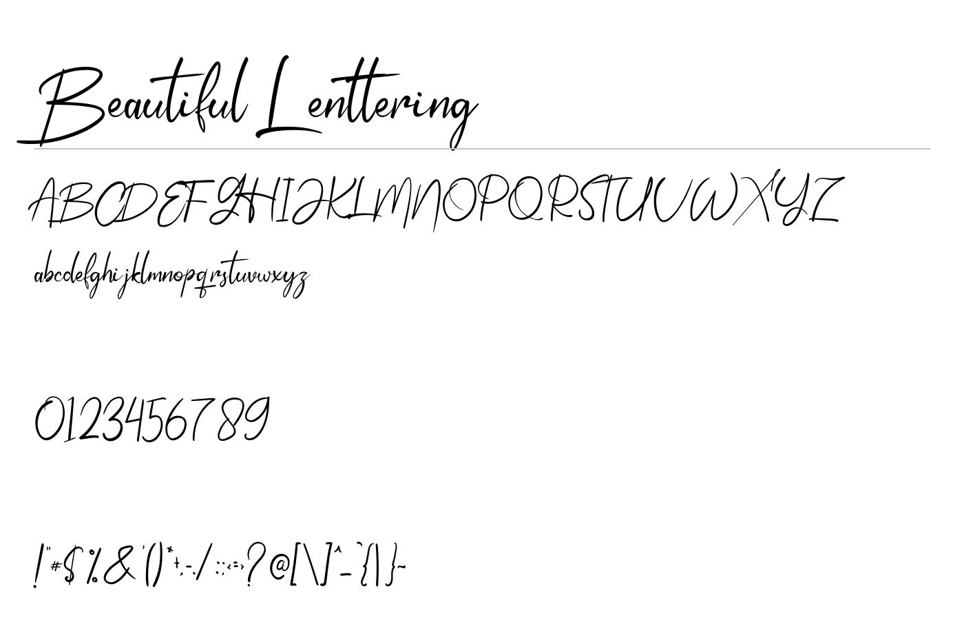 Beautiful Lenttering Font preview