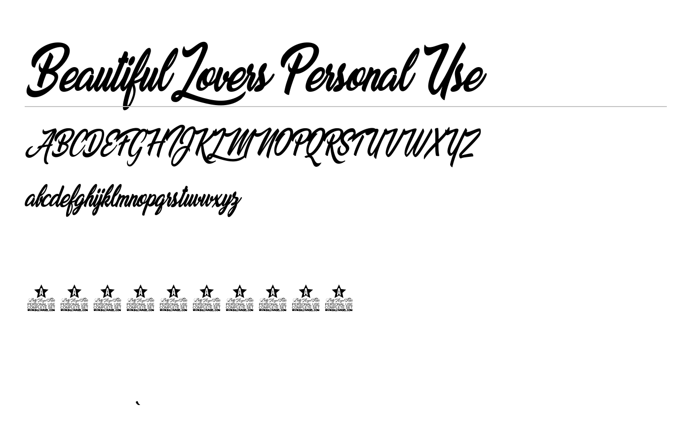 Beautiful Lovers Personal Use Font preview