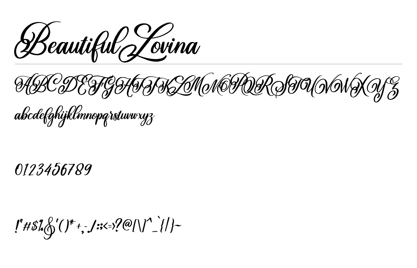 Beautiful Lovina Font preview