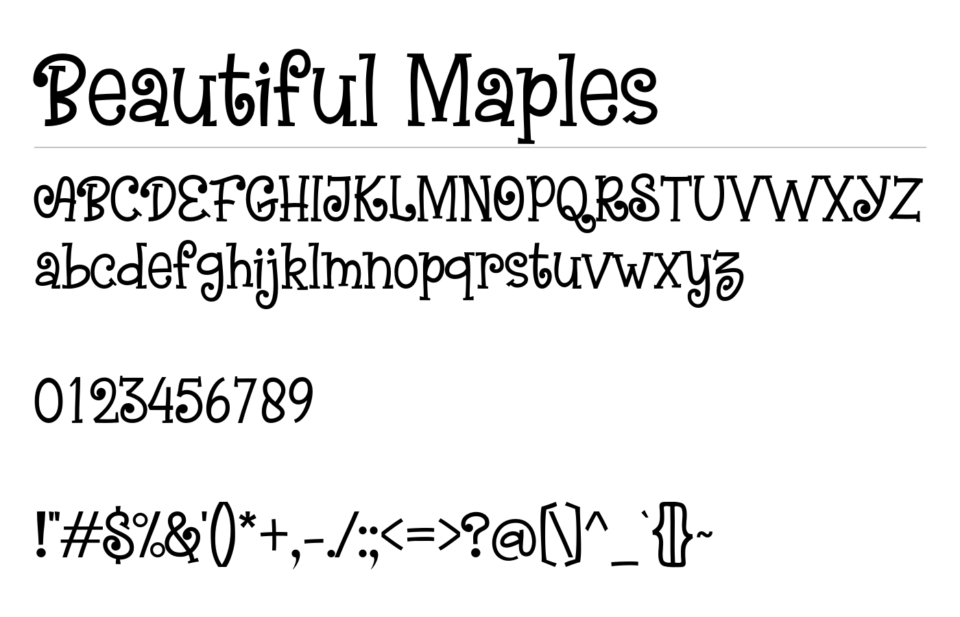 Beautiful Maples Font preview