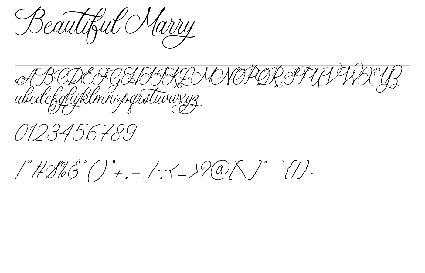 Beautiful Marry Font preview