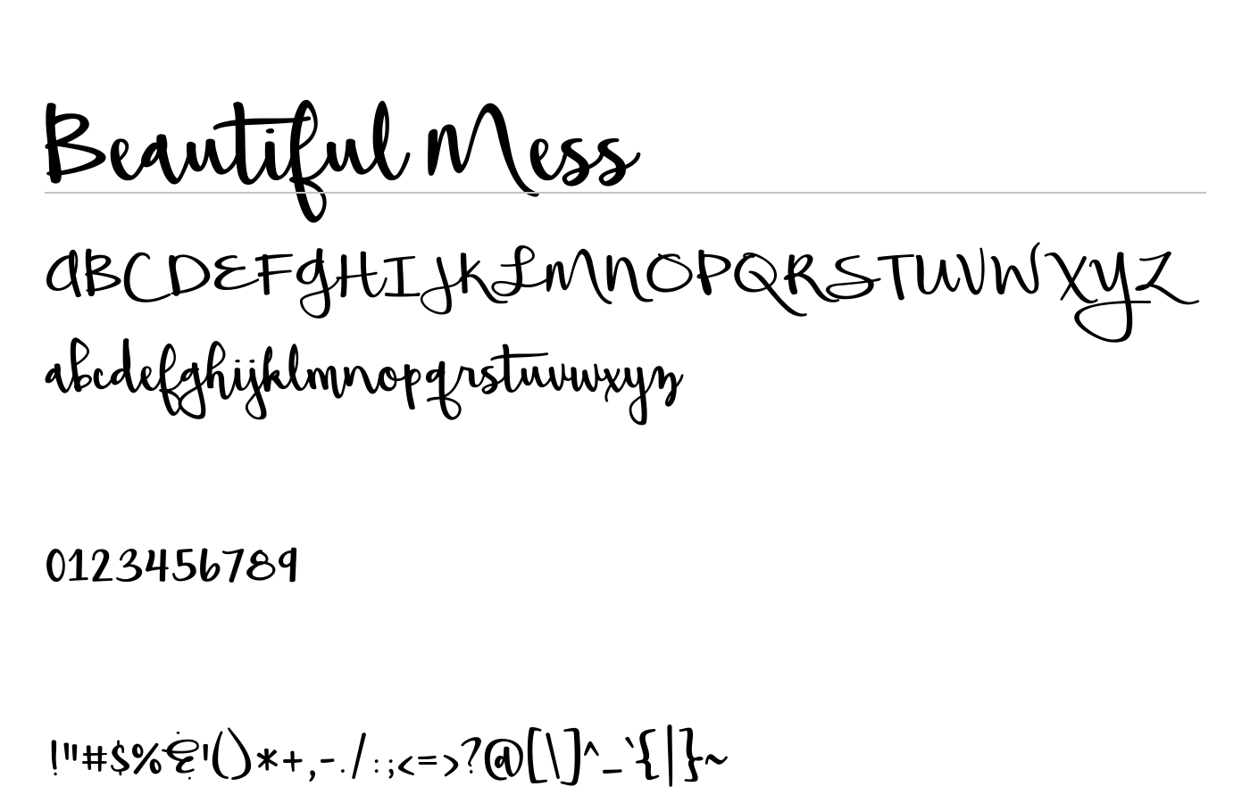 Beautiful Mess Font preview