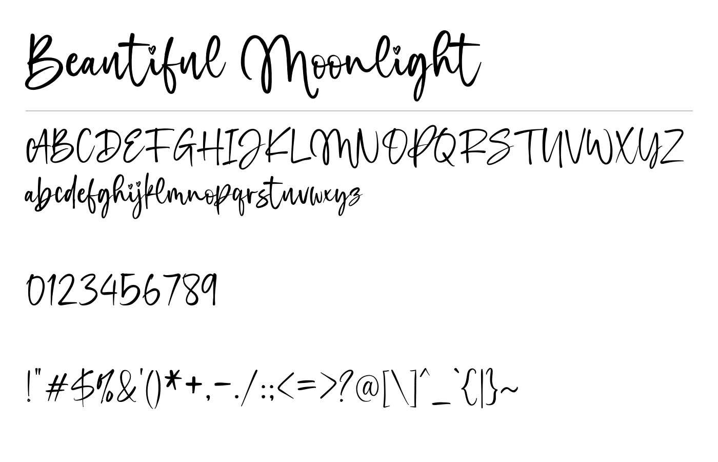 Beautiful Moonlight Font preview